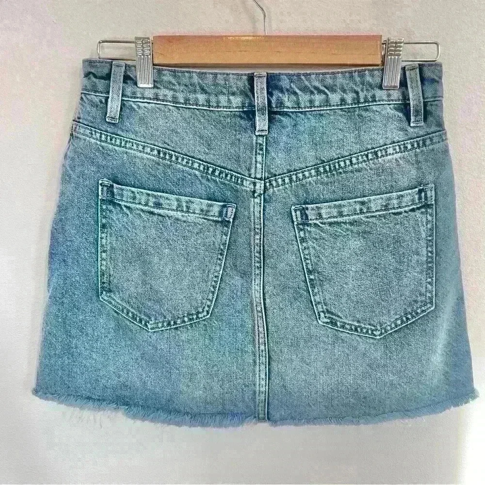We The Free Women’s Denim Front Zip Mini Skirt Size 26
